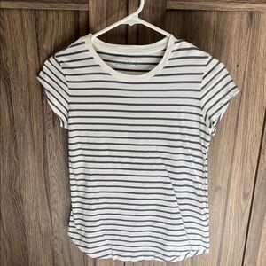 Striped White and Black Women's Top